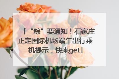 “粽”要通知！石家庄正定国际机场端午出行乘机提示，快来get