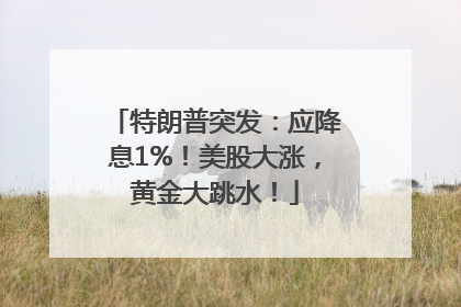 特朗普突发：应降息1%！美股大涨，黄金大跳水！