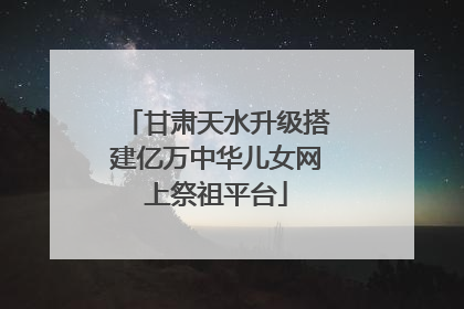 甘肃天水升级搭建亿万中华儿女网上祭祖平台