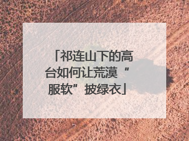 祁连山下的高台如何让荒漠“服软”披绿衣
