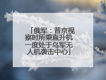 俄军：普京视察时所乘直升机一度处于乌军无人机袭击中心