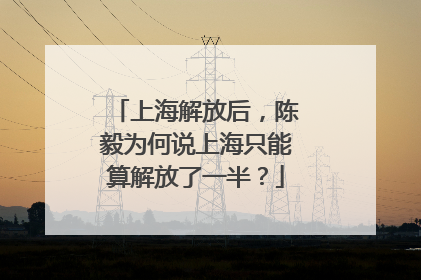 上海解放后，陈毅为何说上海只能算解放了一半？