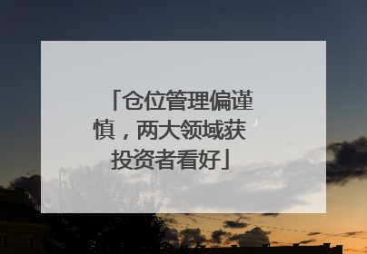 仓位管理偏谨慎，两大领域获投资者看好