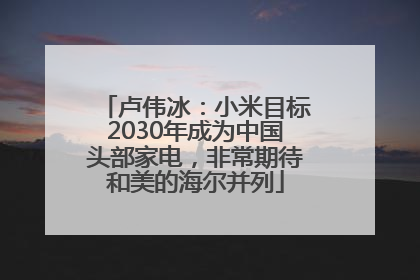 卢伟冰：小米目标2030年成为中国头部家电，非常期待和美的海尔并列