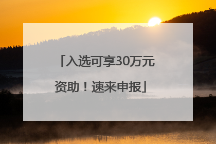 入选可享30万元资助！速来申报