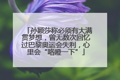 孙颖莎称必须有大满贯梦想，曾无数次回忆过巴黎奥运会失利，心里会“咯噔一下”