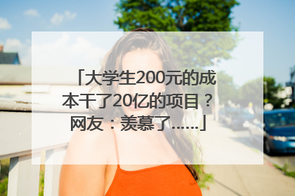 大学生200元的成本干了20亿的项目？网友：羡慕了……