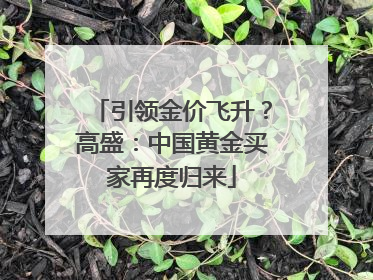 引领金价飞升？高盛：中国黄金买家再度归来