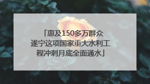 惠及150多万群众 遂宁这项国家重大水利工程冲刺月底全面通水