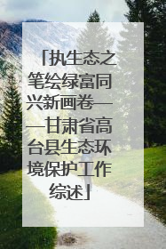 执生态之笔绘绿富同兴新画卷——甘肃省高台县生态环境保护工作综述