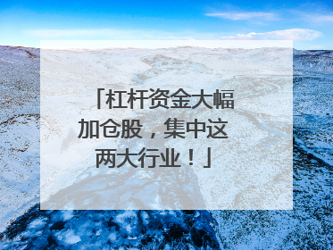 杠杆资金大幅加仓股，集中这两大行业！
