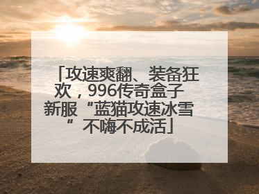 攻速爽翻、装备狂欢，996传奇盒子新服“蓝猫攻速冰雪”不嗨不成活