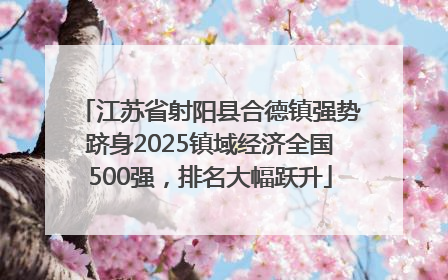 江苏省射阳县合德镇强势跻身2025镇域经济全国500强，排名大幅跃升