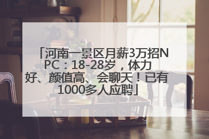河南一景区月薪3万招NPC：18-28岁，体力好、颜值高、会聊天！已有1000多人应聘