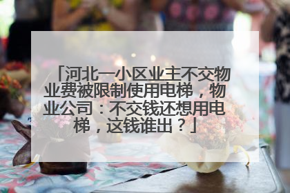 河北一小区业主不交物业费被限制使用电梯，物业公司：不交钱还想用电梯，这钱谁出？