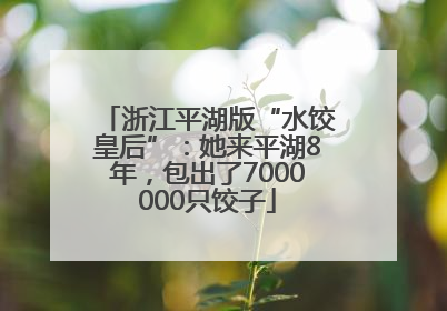 浙江平湖版“水饺皇后”：她来平湖8年，包出了7000000只饺子
