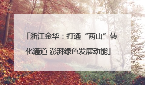 浙江金华：打通“两山”转化通道 澎湃绿色发展动能