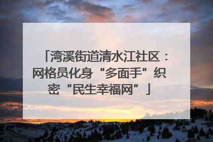 湾溪街道清水江社区：网格员化身“多面手”织密“民生幸福网”