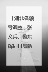 湖北省领导调整，张文兵、黎东辉同日履新