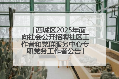 西城区2025年面向社会公开招聘社区工作者和党群服务中心专职党务工作者公告