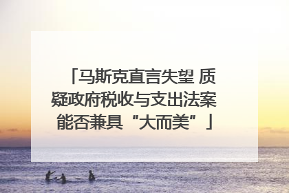 马斯克直言失望 质疑政府税收与支出法案能否兼具“大而美”