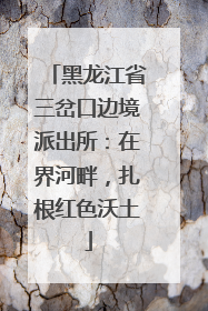 黑龙江省三岔口边境派出所：在界河畔，扎根红色沃土