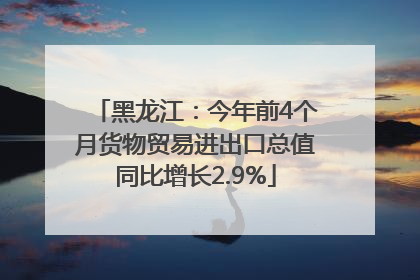 黑龙江：今年前4个月货物贸易进出口总值同比增长2.9%