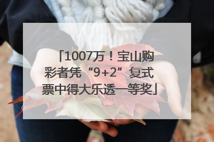 1007万！宝山购彩者凭“9+2”复式票中得大乐透一等奖